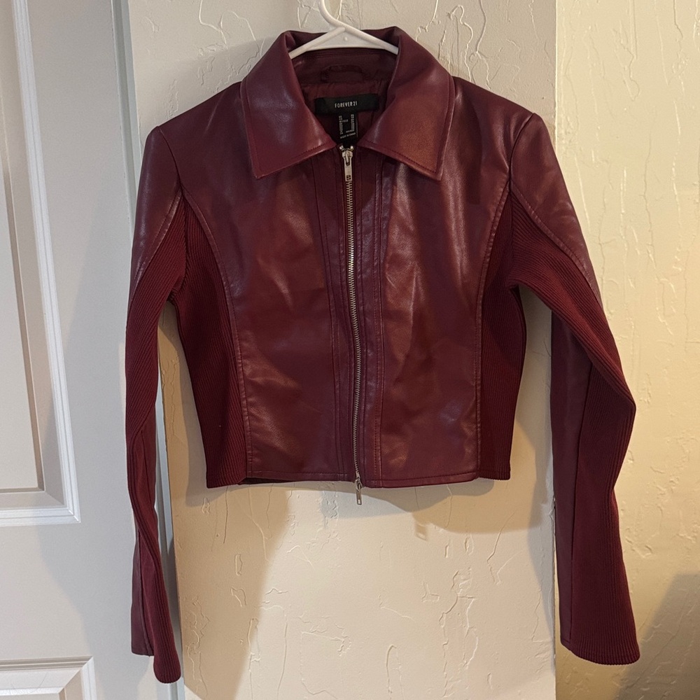 Forever 21 Burgundy Leather Jacket